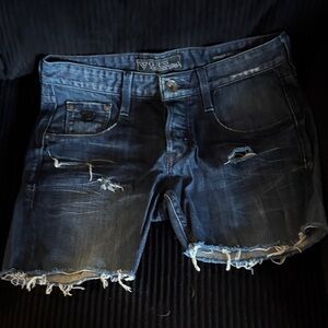 Guess Dark Blue Distressed Denim Shorts